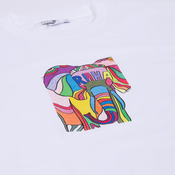 【予約商品／11月下旬にお届け】Moyo Art Long Sleeve Tshirt（ゾウ/White）