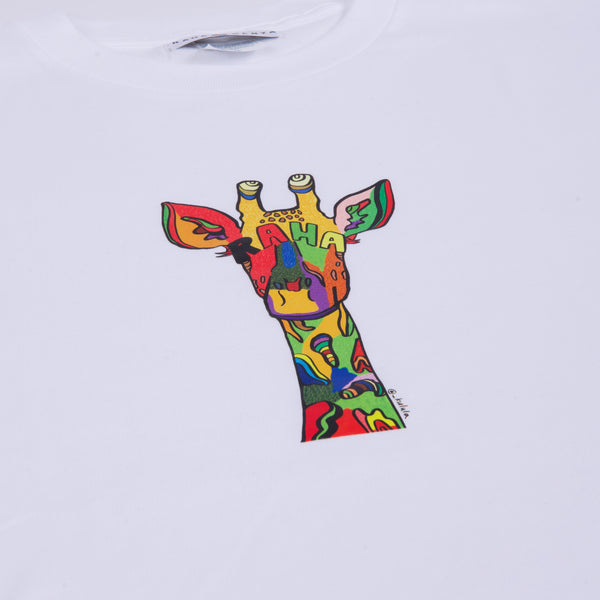 【予約商品／11月下旬にお届け】Moyo Art Long Sleeve Tshirt（キリン/White）