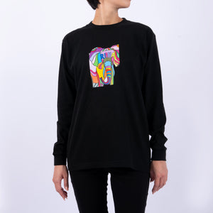 【予約商品／11月下旬にお届け】Moyo Art Long Sleeve Tshirt（ゾウ/Black）