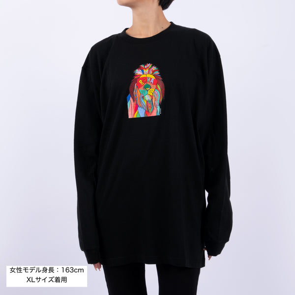 【予約商品／11月下旬にお届け】Moyo Art Long Sleeve Tshirt（ライオン/Black）