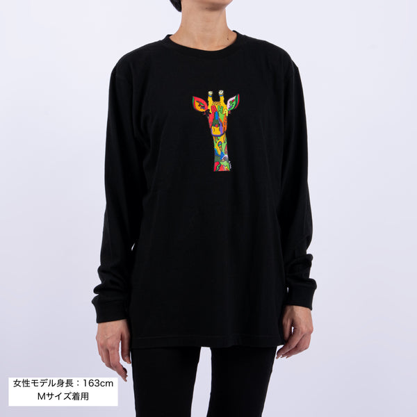【予約商品／11月下旬にお届け】Moyo Art Long Sleeve Tshirt（キリン/Black）