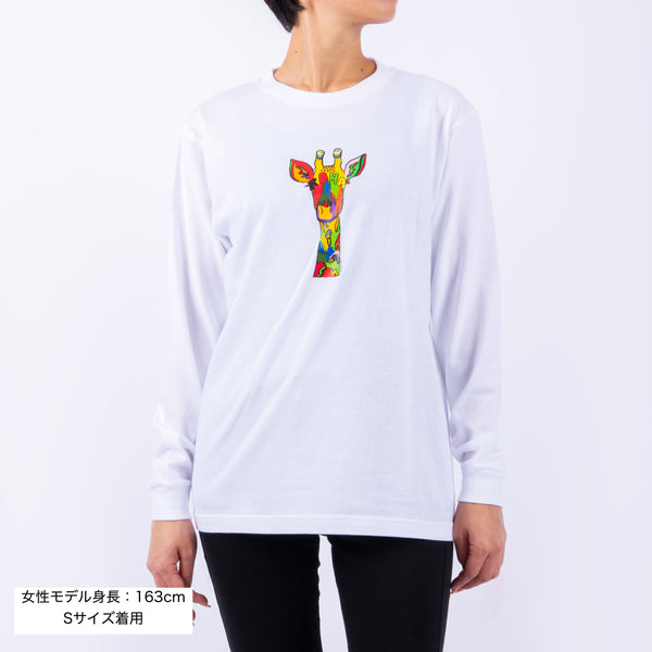 【予約商品／11月下旬にお届け】Moyo Art Long Sleeve Tshirt（キリン/White）