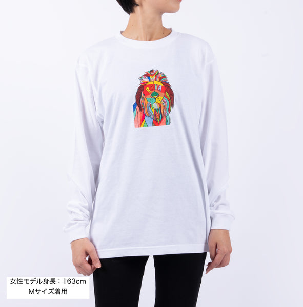 【予約商品／11月下旬にお届け】Moyo Art Long Sleeve Tshirt（ライオン/White）