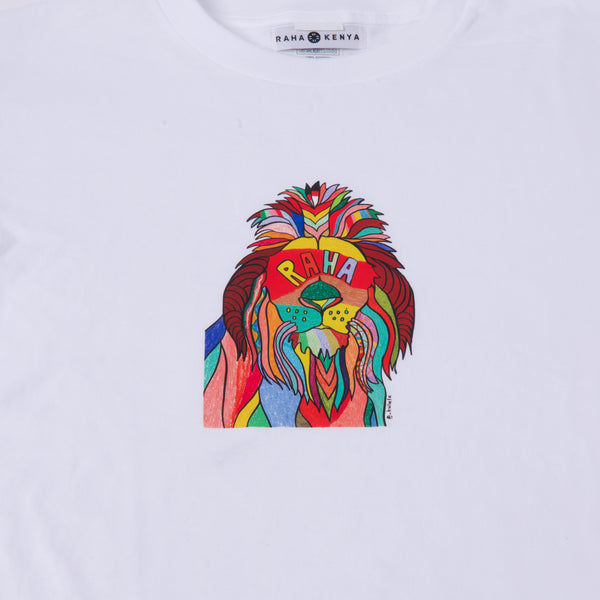 【予約商品／11月下旬にお届け】Moyo Art Long Sleeve Tshirt（ライオン/White）