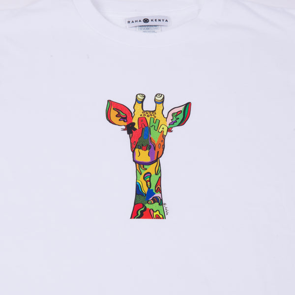 【予約商品／11月下旬にお届け】Moyo Art Long Sleeve Tshirt（キリン/White）