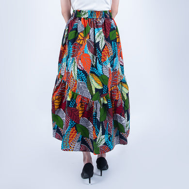 RAHA KENYA ギャザーロングスカート　アフリカ布　かすみ出品 ギャザーロングスカート【Jani（葉）】 – RAHA KENYA