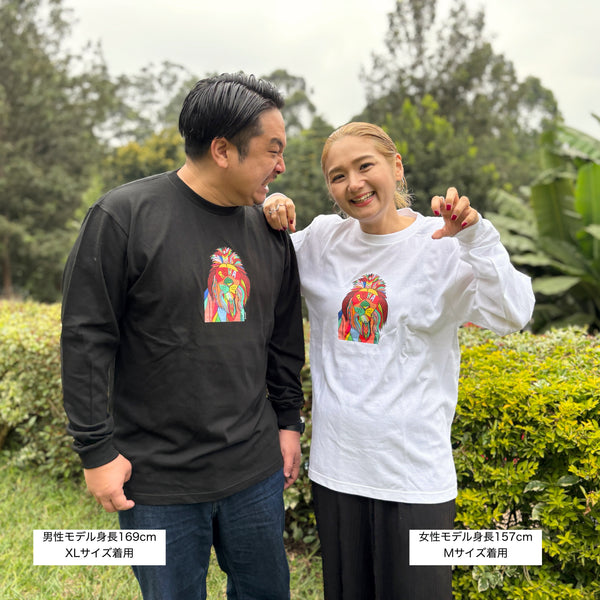 【予約商品／11月下旬にお届け】Moyo Art Long Sleeve Tshirt（ライオン/Black）