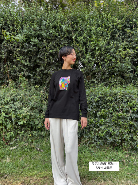 【予約商品／11月下旬にお届け】Moyo Art Long Sleeve Tshirt（ゾウ/Black）