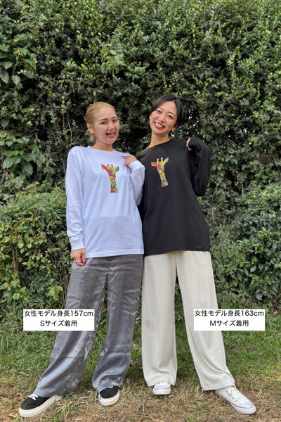 【予約商品／11月下旬にお届け】Moyo Art Long Sleeve Tshirt（キリン/White）