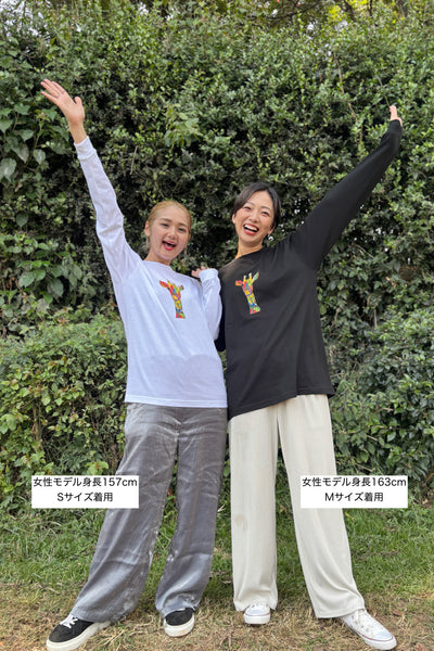 【予約商品／11月下旬にお届け】Moyo Art Long Sleeve Tshirt（キリン/White）