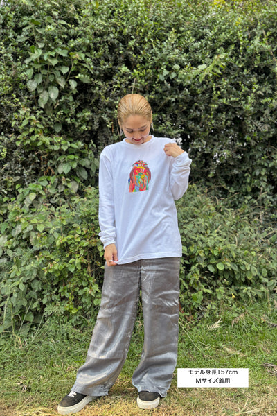 【予約商品／11月下旬にお届け】Moyo Art Long Sleeve Tshirt（ライオン/White）