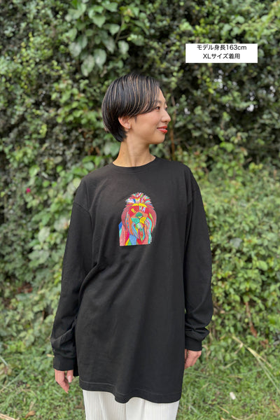 【予約商品／11月下旬にお届け】Moyo Art Long Sleeve Tshirt（ライオン/Black）