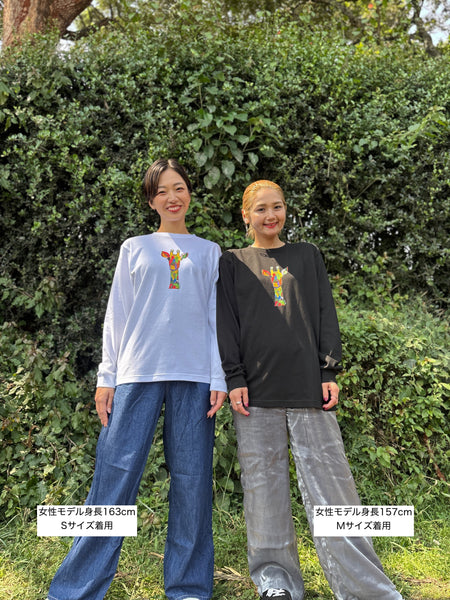 【予約商品／11月下旬にお届け】Moyo Art Long Sleeve Tshirt（キリン/White）