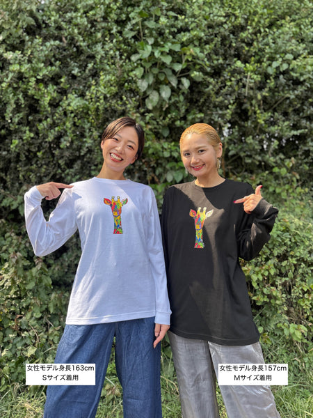 【予約商品／11月下旬にお届け】Moyo Art Long Sleeve Tshirt（キリン/White）