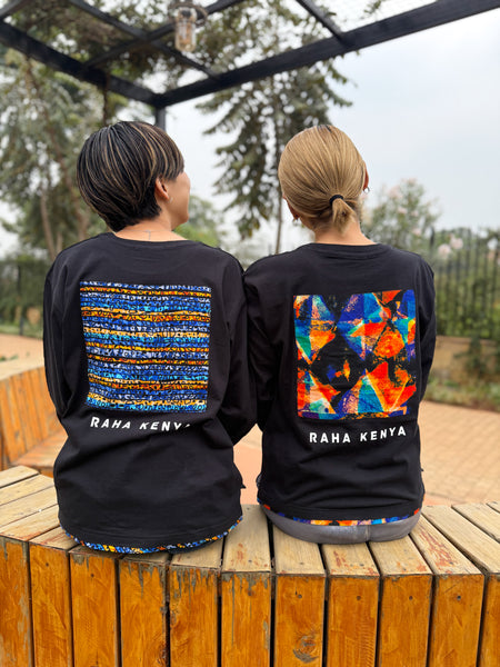 アフリカンロングスリーブTシャツ【Usiku / 夜】