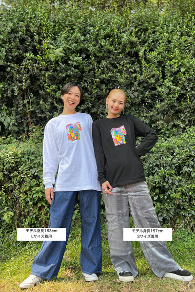 【予約商品／11月下旬にお届け】Moyo Art Long Sleeve Tshirt（ゾウ/White）