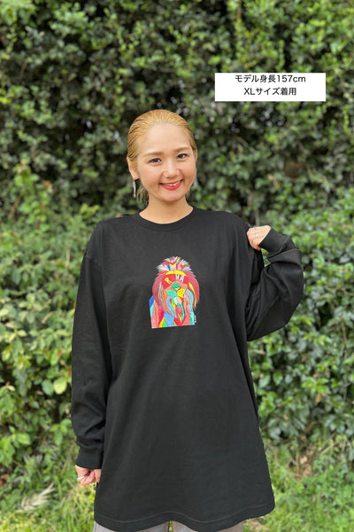 【予約商品／11月下旬にお届け】Moyo Art Long Sleeve Tshirt（ライオン/Black）
