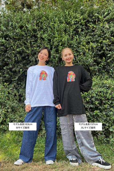 【予約商品／11月下旬にお届け】Moyo Art Long Sleeve Tshirt（ライオン/White）
