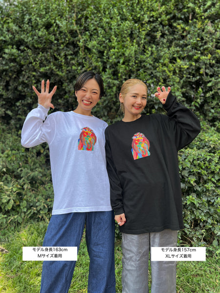 【予約商品／11月下旬にお届け】Moyo Art Long Sleeve Tshirt（ライオン/White）